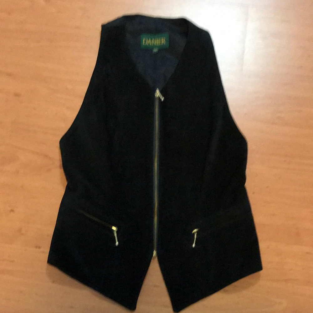 Suede leather vest with gold details